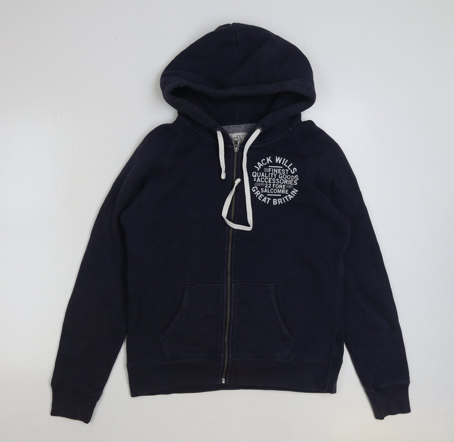 Jack Wills Womens Blue Polyester Full Zip Hoodie Size 14 Zip