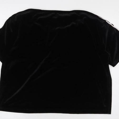 PRETTYLITTLETHING Womens Black Cotton Basic T-Shirt Size M Round Neck - Stripe Detail