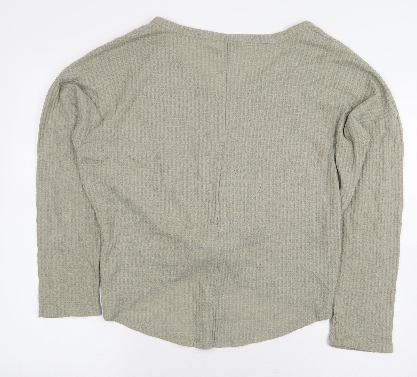 George Womens Green Polyester Basic Blouse Size 12 V-Neck - Waffle Texture