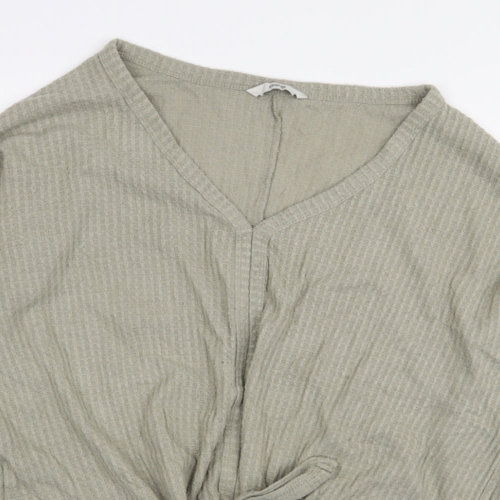 George Womens Green Polyester Basic Blouse Size 12 V-Neck - Waffle Texture