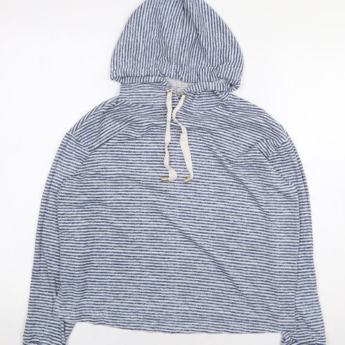 George Womens Blue Striped Polyester Pullover Hoodie Size 8 Pullover