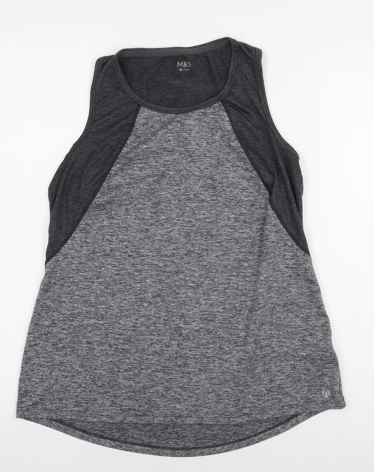 Marks and Spencer Womens Grey Colourblock Polyester Basic Tank Size 14 Scoop Neck Pullover