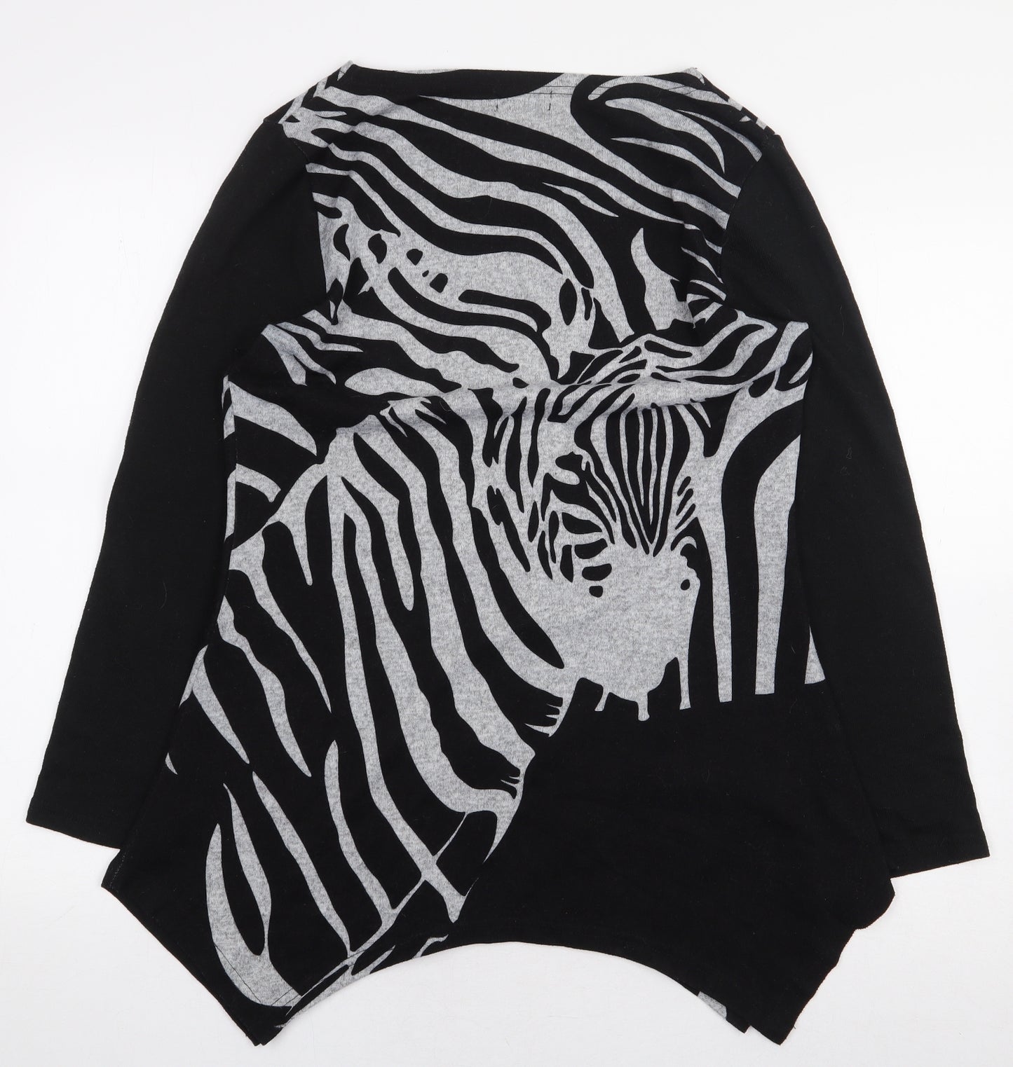 CMD Womens Black Animal Print Polyester Pullover Size M Pullover - Zebra Print