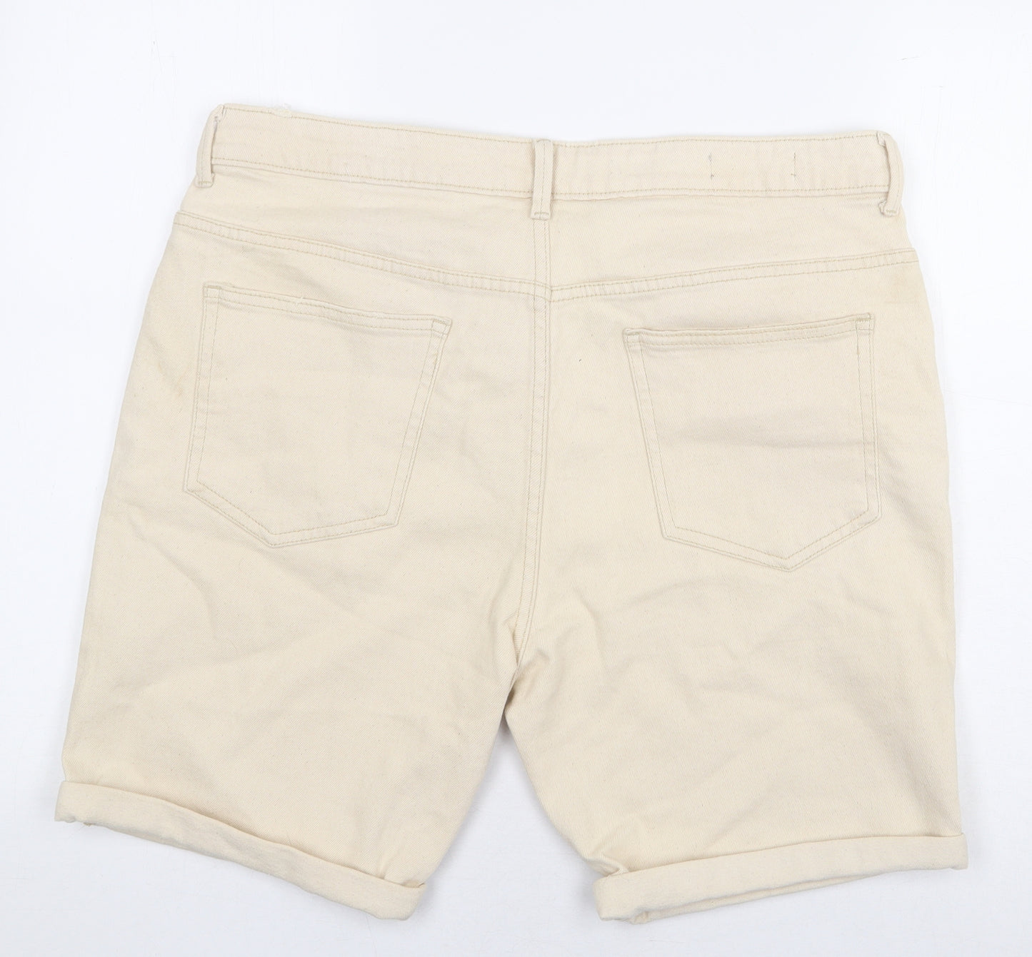 Denim & Co. Mens Beige Cotton Cargo Shorts Size 36 in L8 in Regular Zip