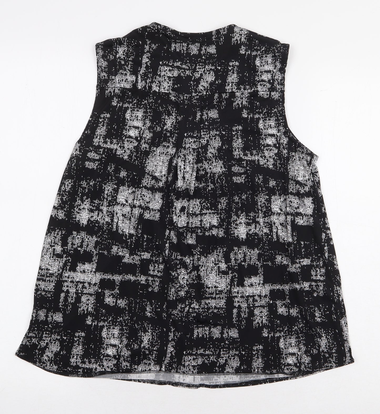 Pebble BayBLA Womens Black Geometric Polyester Basic Tank Size 12 V-Neck