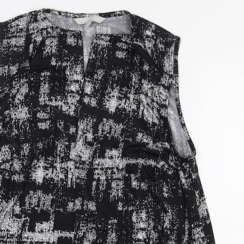 Pebble BayBLA Womens Black Geometric Polyester Basic Tank Size 12 V-Neck