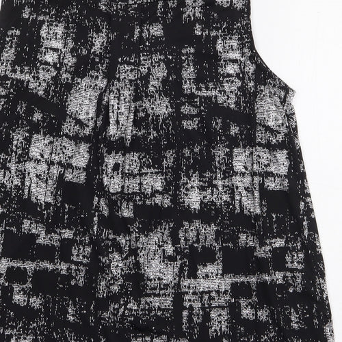 Pebble BayBLA Womens Black Geometric Polyester Basic Tank Size 12 V-Neck