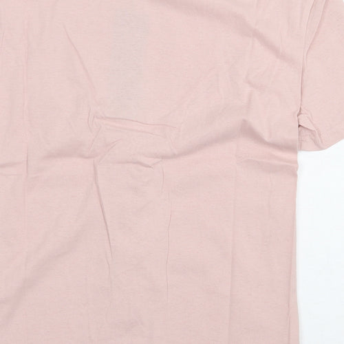 Eight Paris Womens Pink 100% Cotton Basic T-Shirt Size S Round Neck - Lace Up Detail