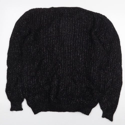 Richards Womens Black Wool Pullover Sweatshirt One Size Button