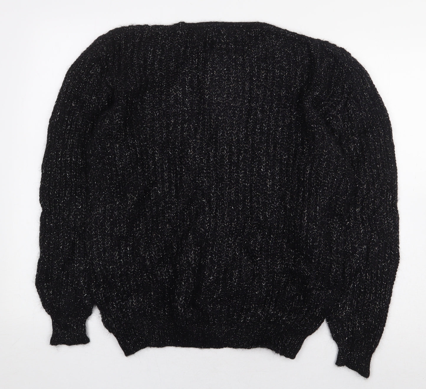 Richards Womens Black Wool Pullover Sweatshirt One Size Button