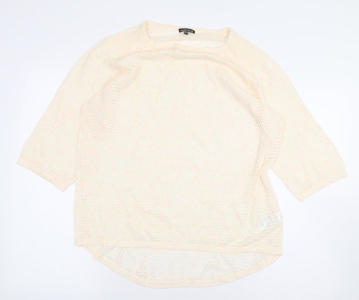 Warehouse Womens Pink Cotton Basic Blouse Size 16 Round Neck - Hole Cut Outs, Paint Splatter Effect