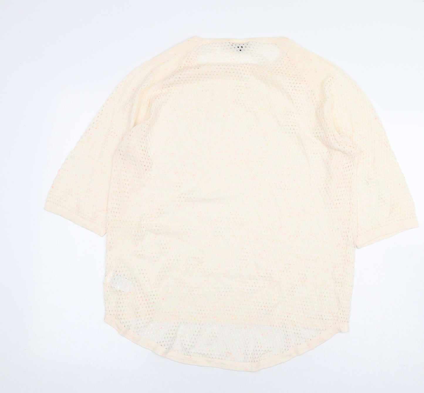 Warehouse Womens Pink Cotton Basic Blouse Size 16 Round Neck - Hole Cut Outs, Paint Splatter Effect