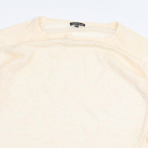 Warehouse Womens Pink Cotton Basic Blouse Size 16 Round Neck - Hole Cut Outs, Paint Splatter Effect