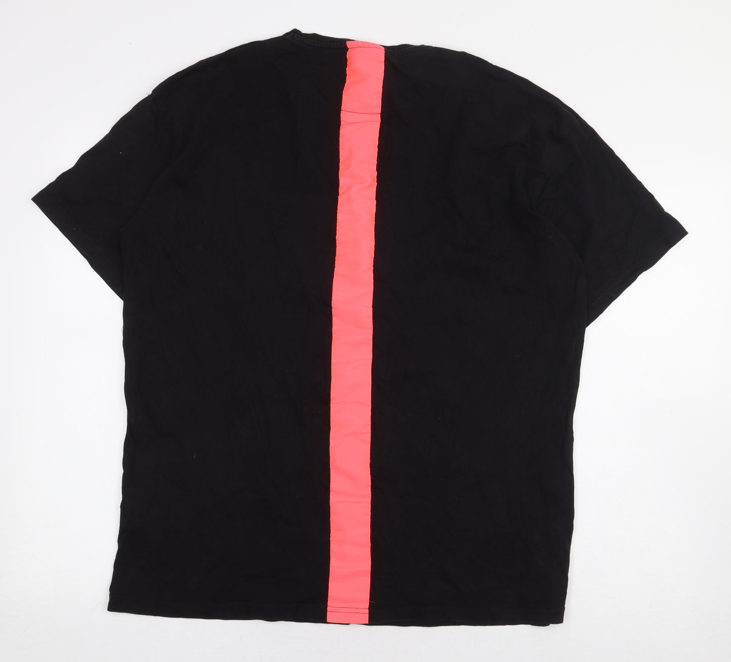 Boohoo Man Mens Black Cotton T-Shirt Size M Round Neck - Pink Stripe