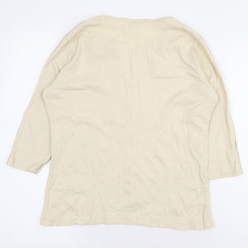 Originals Womens Beige 100% Cotton Basic T-Shirt Size 14 V-Neck - Size 14-16