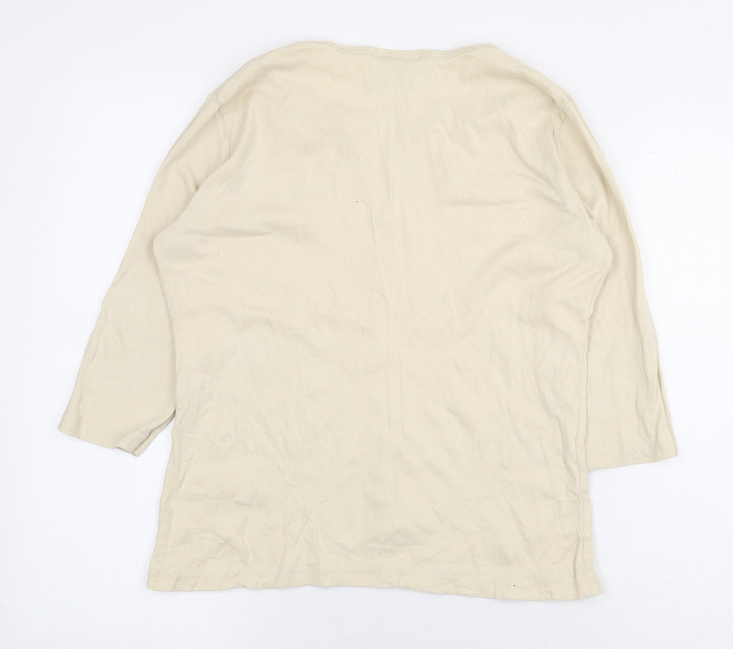 Originals Womens Beige 100% Cotton Basic T-Shirt Size 14 V-Neck - Size 14-16