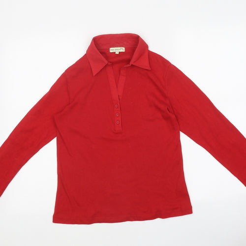 First Avenue Mens Red Polyester Button-Up Size S Collared Button