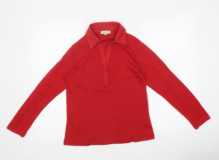 First Avenue Mens Red Polyester Button-Up Size S Collared Button