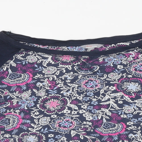 Monsoon Womens Blue Geometric Polyester Basic T-Shirt Size M Round Neck