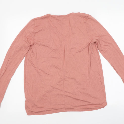 Missguided Womens Pink Polyester Basic T-Shirt Size 8 V-Neck