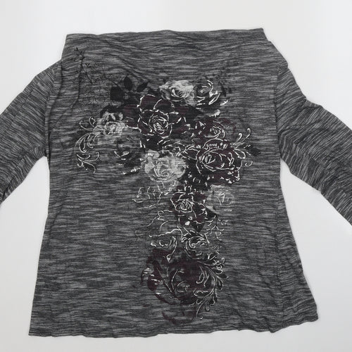 Bonmarché Womens Grey Polyester Basic Polo Size 16 Round Neck