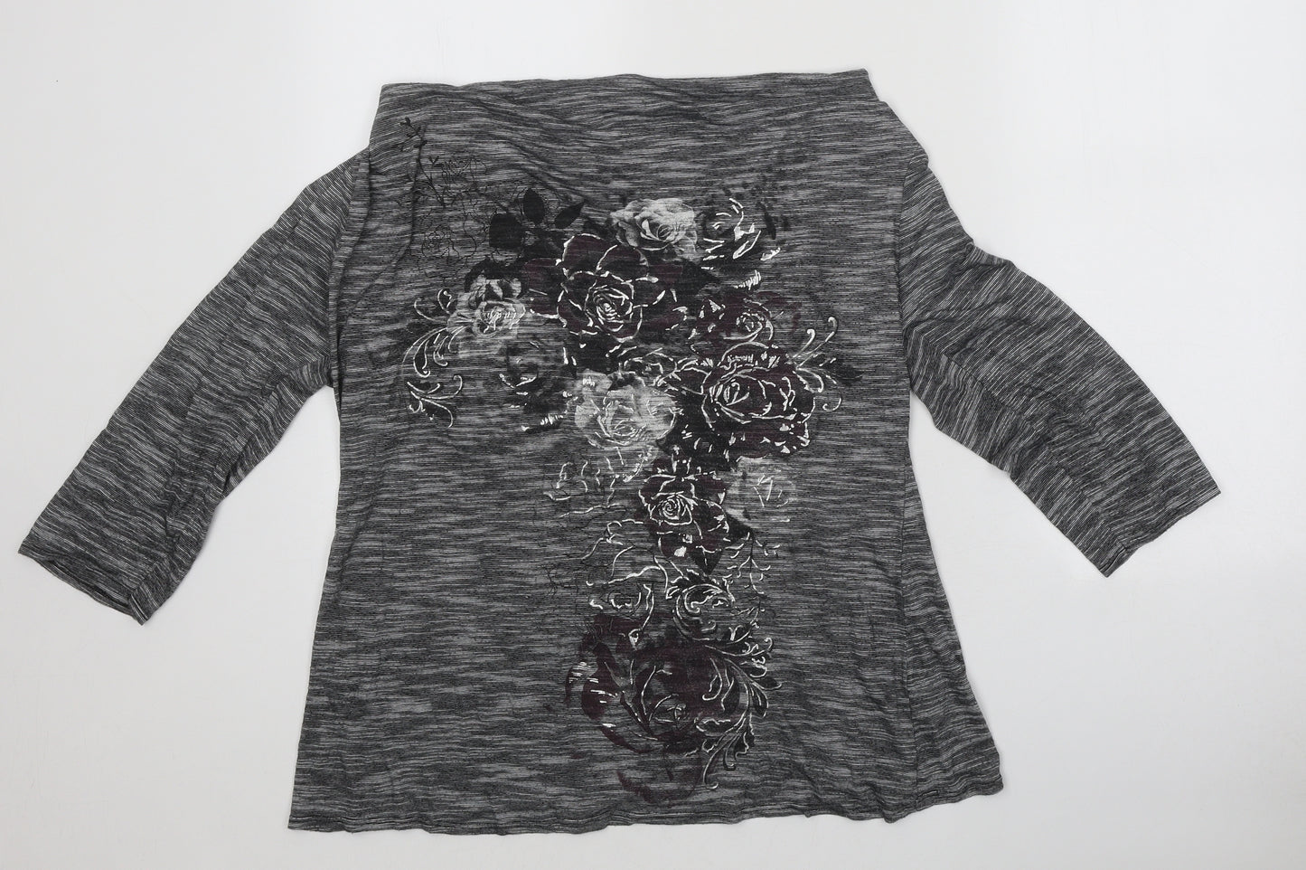 Bonmarché Womens Grey Polyester Basic Polo Size 16 Round Neck