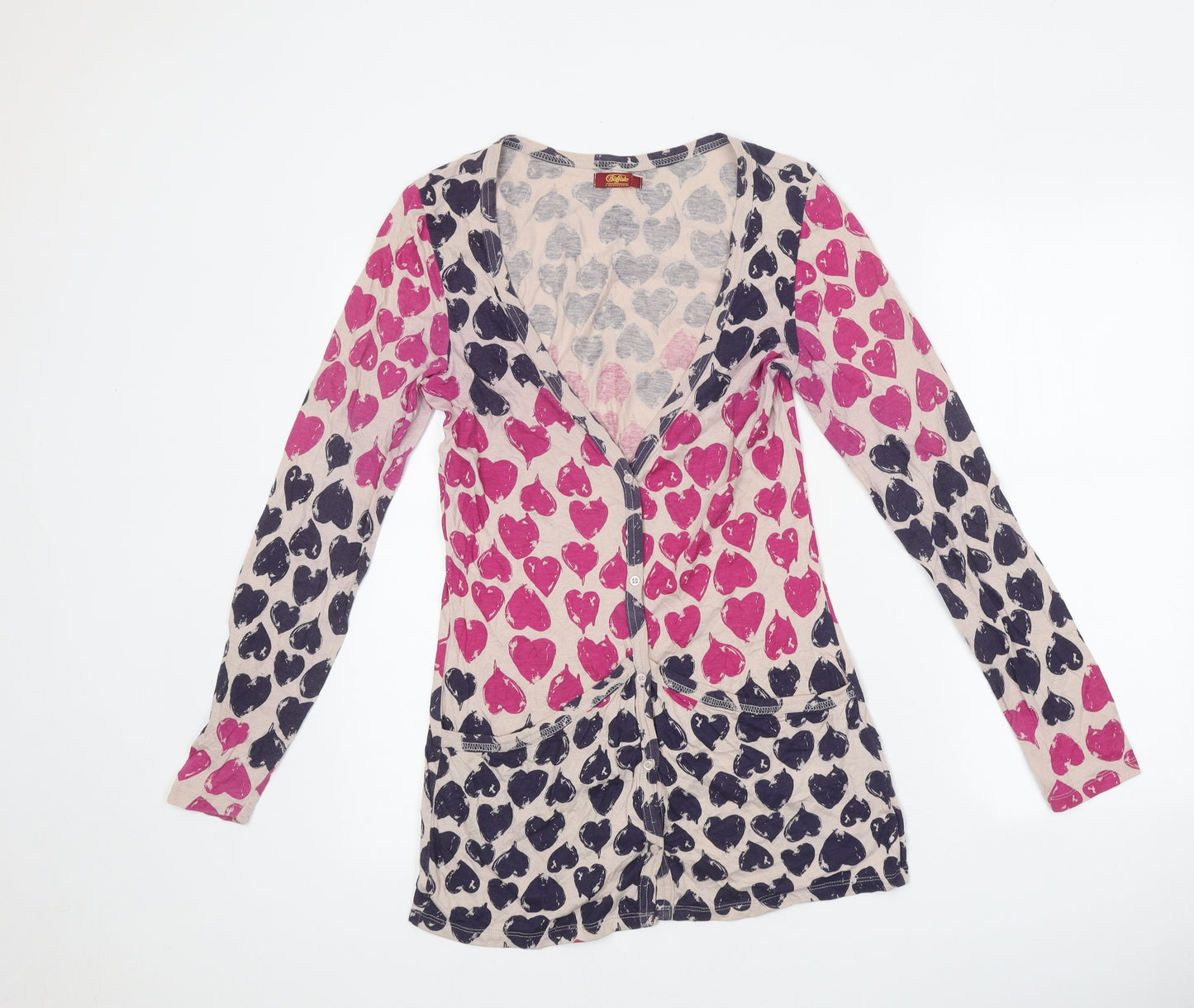 Buffalo Womens Multicoloured Geometric Polyester Basic Button-Up Size 10 V-Neck - Heart Print