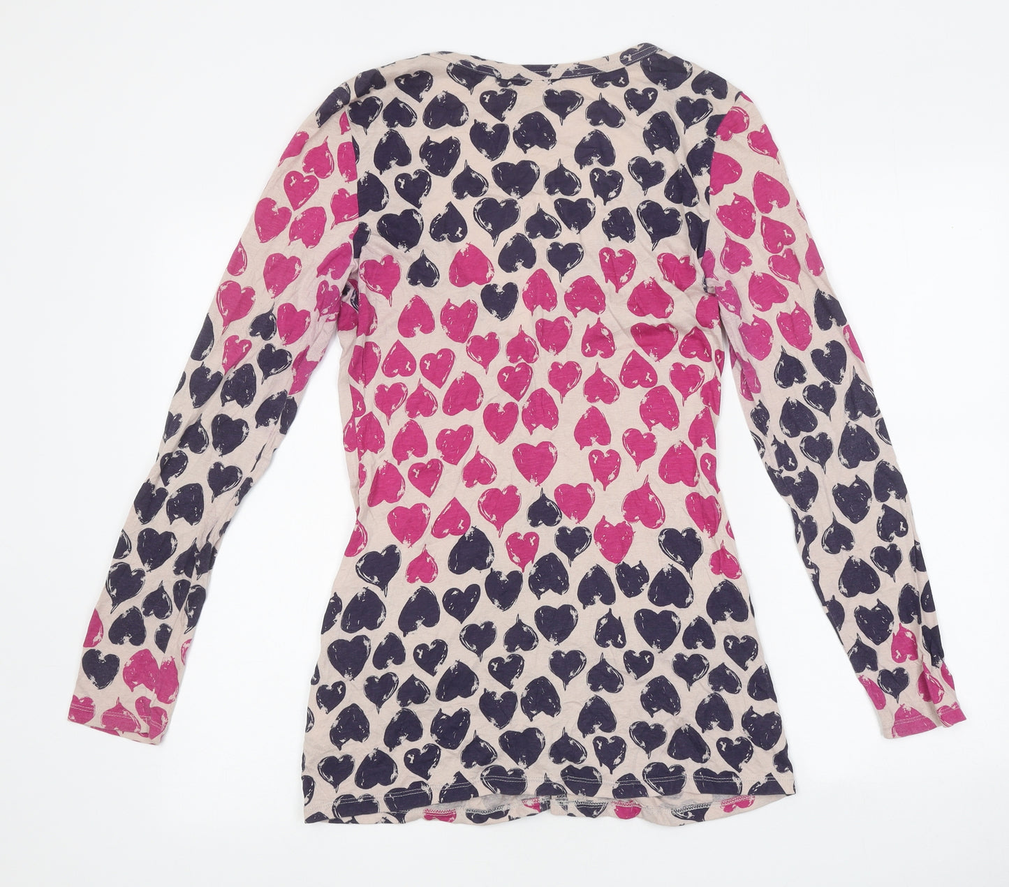 Buffalo Womens Multicoloured Geometric Polyester Basic Button-Up Size 10 V-Neck - Heart Print