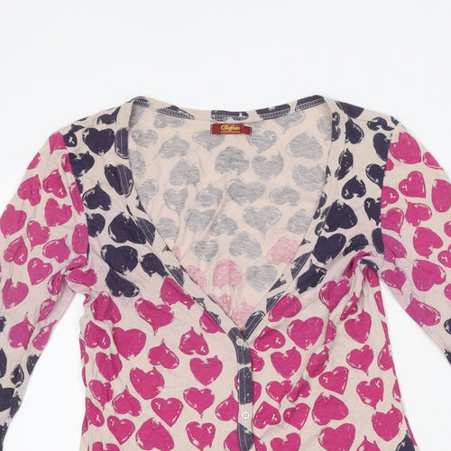 Buffalo Womens Multicoloured Geometric Polyester Basic Button-Up Size 10 V-Neck - Heart Print