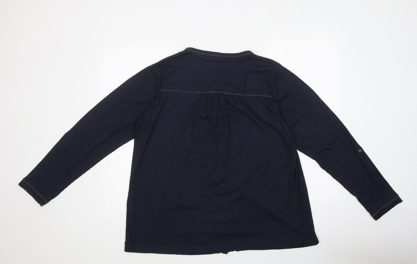 NEXT Womens Black Polyester Basic Button-Up Size 2 Round Neck