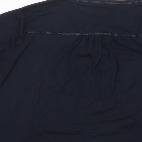 NEXT Womens Black Polyester Basic Button-Up Size 2 Round Neck