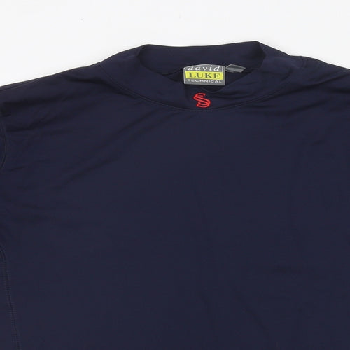 David Luke Mens Blue Polyester Basic T-Shirt Size 34 High Neck Pullover