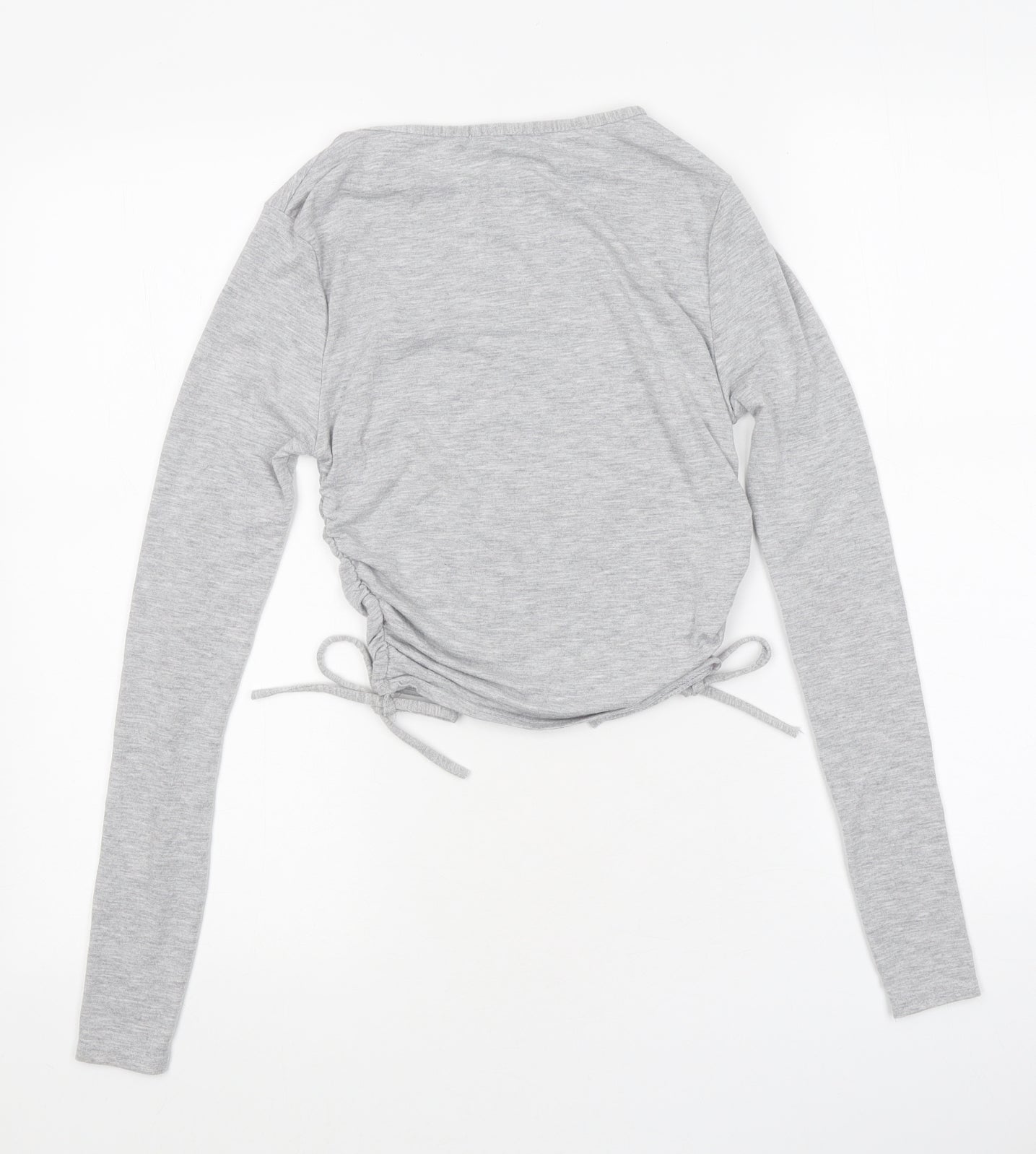 PRETTYLITTLETHING Womens Grey Polyester Cropped Polo Size 6 Round Neck