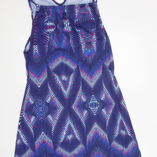 Kaleidoscope Womens Blue Geometric Polyester Slip Dress Size 14 Square Neck Tie