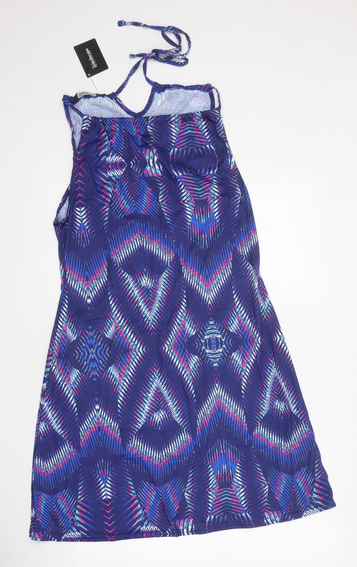 Kaleidoscope Womens Blue Geometric Polyester Slip Dress Size 14 Square Neck Tie
