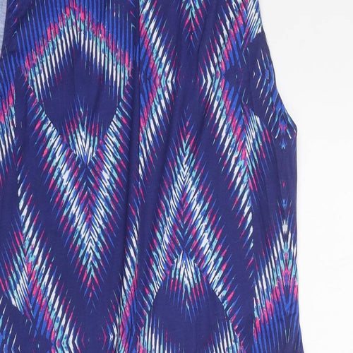 Kaleidoscope Womens Blue Geometric Polyester Slip Dress Size 14 Square Neck Tie