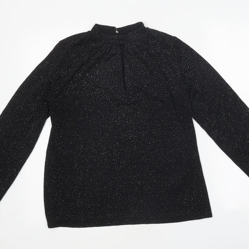 New Look Womens Black Polyester Basic T-Shirt Size 12 High Neck