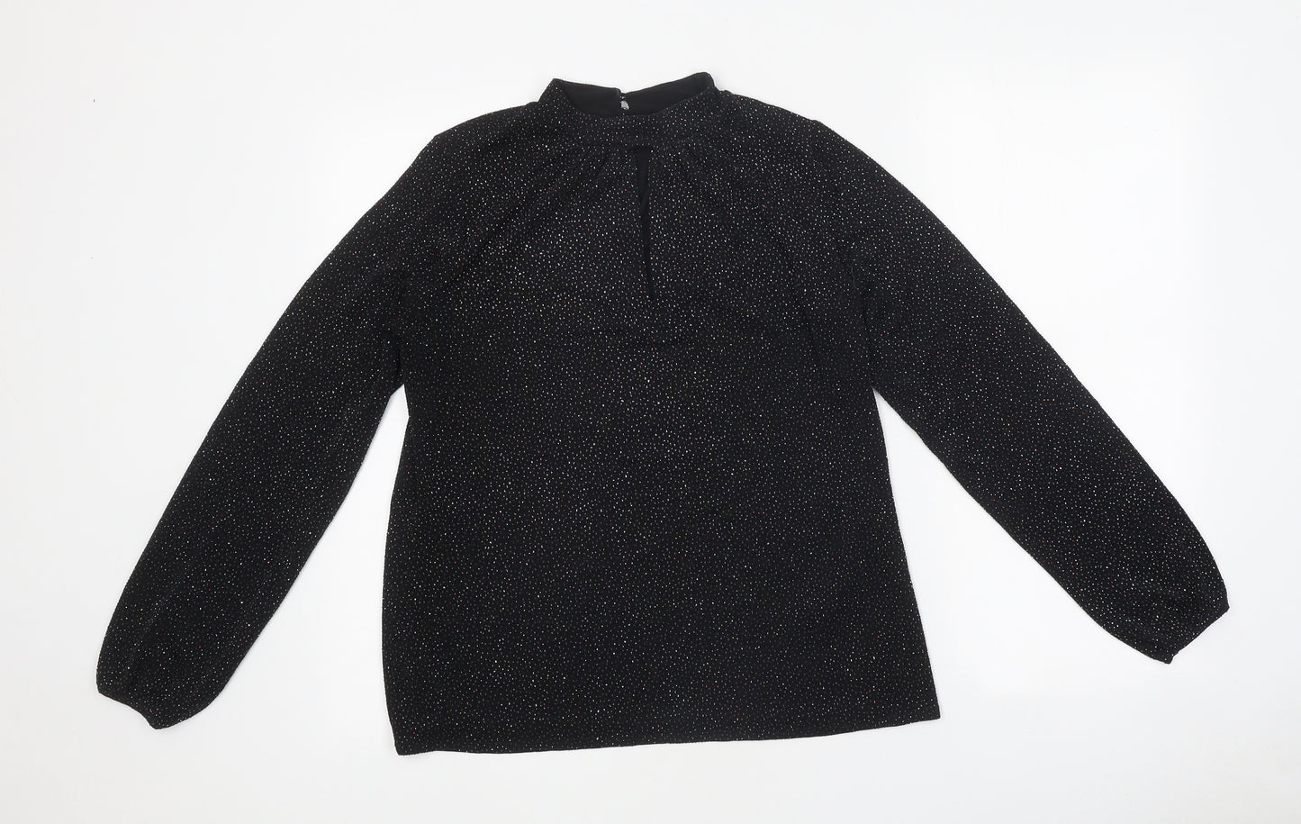 New Look Womens Black Polyester Basic T-Shirt Size 12 High Neck