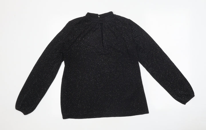 New Look Womens Black Polyester Basic T-Shirt Size 12 High Neck