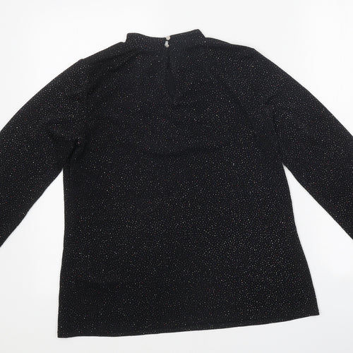 New Look Womens Black Polyester Basic T-Shirt Size 12 High Neck