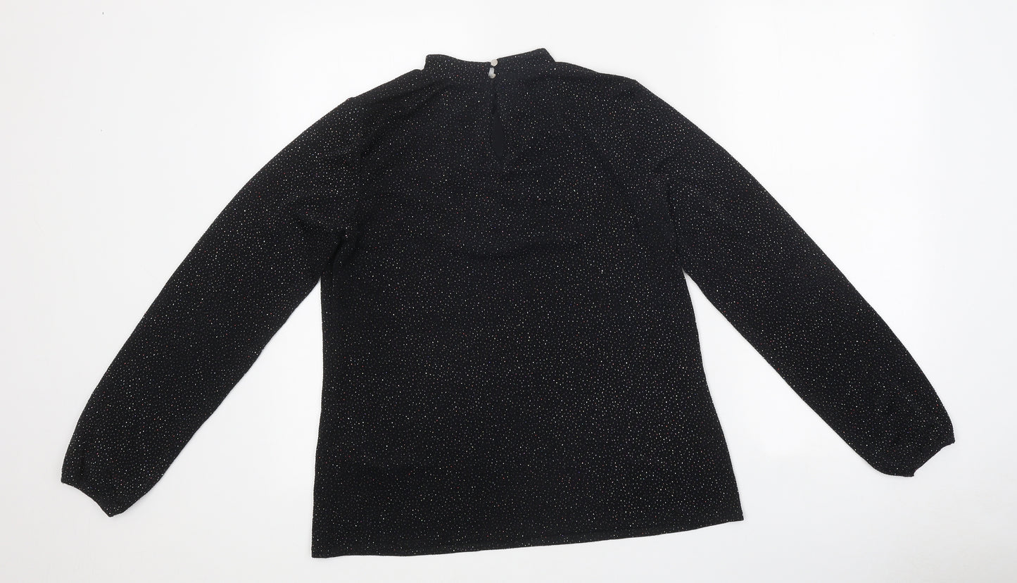 New Look Womens Black Polyester Basic T-Shirt Size 12 High Neck