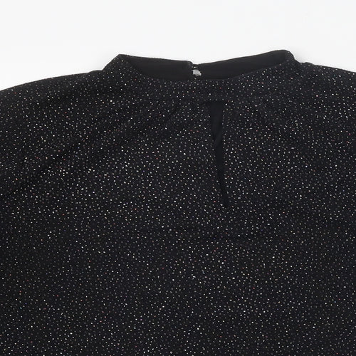 New Look Womens Black Polyester Basic T-Shirt Size 12 High Neck
