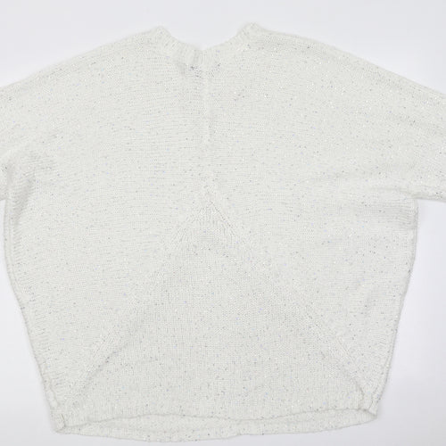 Aftershock Womens White Round Neck 100% Cotton Pullover Jumper Size L