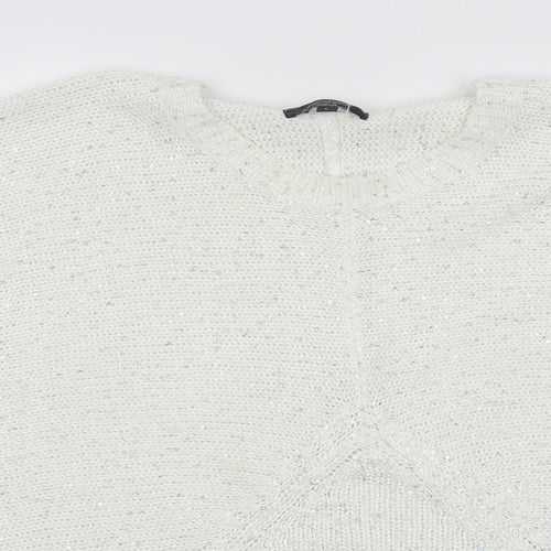 Aftershock Womens White Round Neck 100% Cotton Pullover Jumper Size L