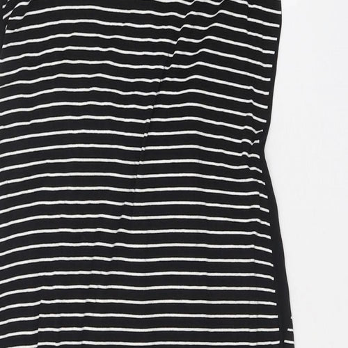 NEXT Womens Black Striped Polyester Skater Dress Size 12 Round Neck Pullover