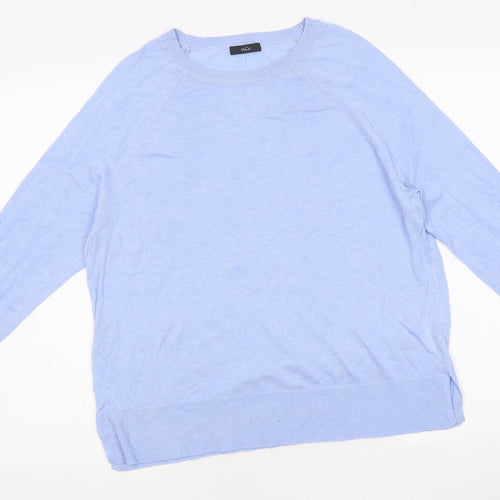 M&Co Womens Blue Round Neck Polyester Pullover Jumper Size 12