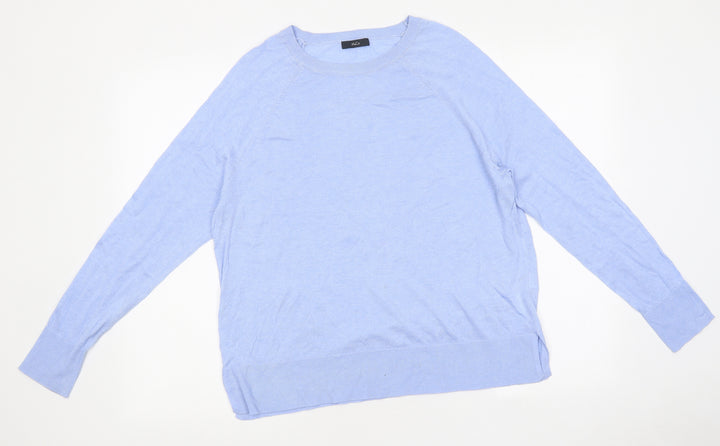 M&Co Womens Blue Round Neck Polyester Pullover Jumper Size 12