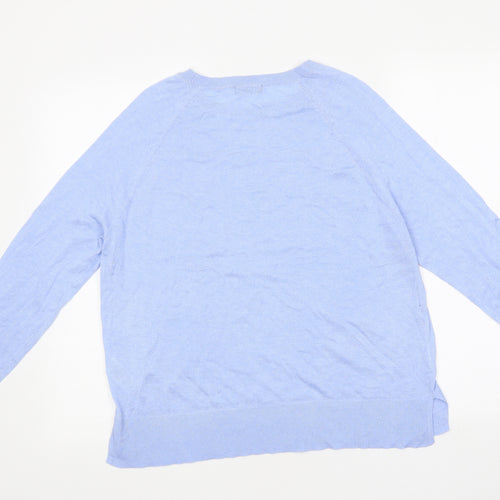 M&Co Womens Blue Round Neck Polyester Pullover Jumper Size 12