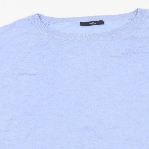 M&Co Womens Blue Round Neck Polyester Pullover Jumper Size 12