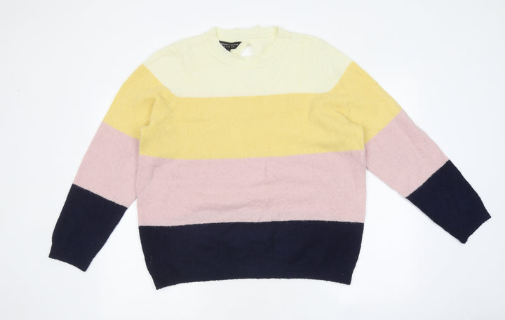 Dorothy Perkins Womens Multicoloured Round Neck Striped 100% Cotton Pullover Jumper Size 12